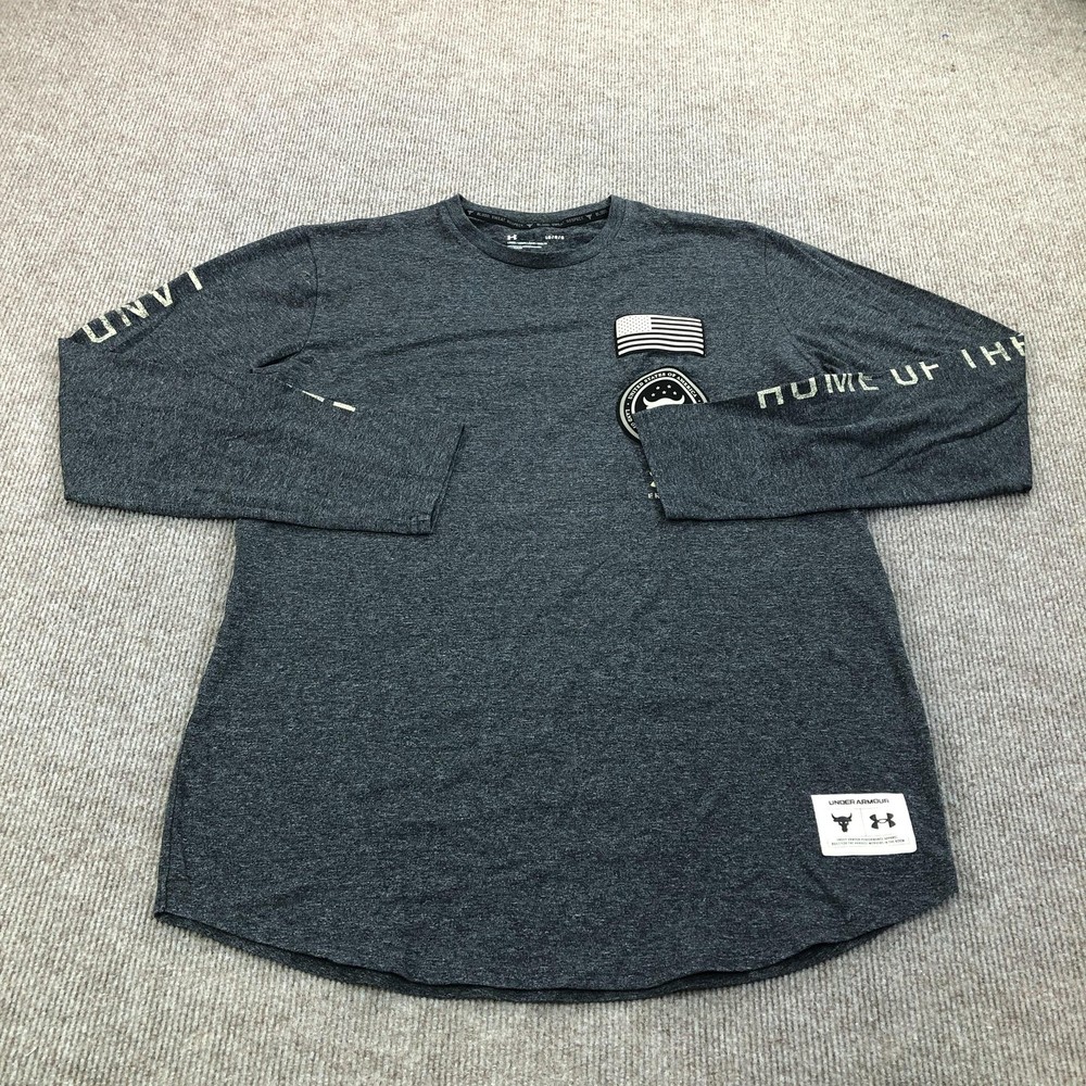 Under Armour Shirt Mens Large Gray Freedom USA Flag Long Sleeve Tagless Tee