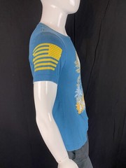Grunt Style “Fly Atomic Airlines” Blue Front Graphic T Shirt, Men’s Size Small