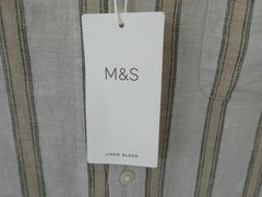 M&S MARKS & SPENCER ECRU MIX LINEN BLEND SHORT SLEEVE SHIRT SIZE L 41-43in CHEST