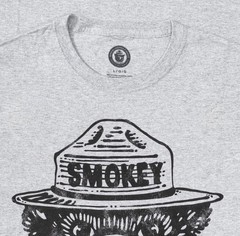 Smokey the Bear Adult Unisex Heather Gray T-Shirt Sz. Large