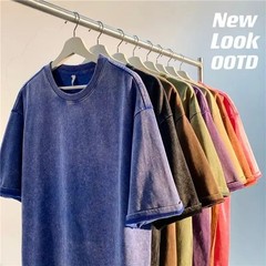 Men’s Oversized Vintage Washed T-Shirt Heavyweight Cotton Loose Streetwear Tee