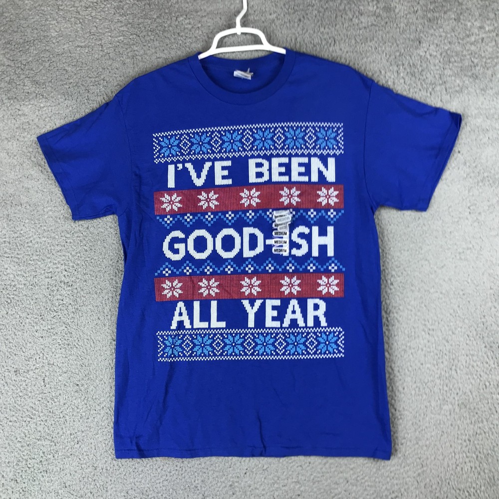 Delta Pro Weight Shirt Mens Medium Blue I’ve Been Good-ish All Year Ugly Xmas
