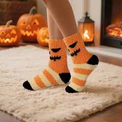 3 Pairs Halloween Fluffy Socks Women Men Cozy Fuzzy Winter Warm Supplies