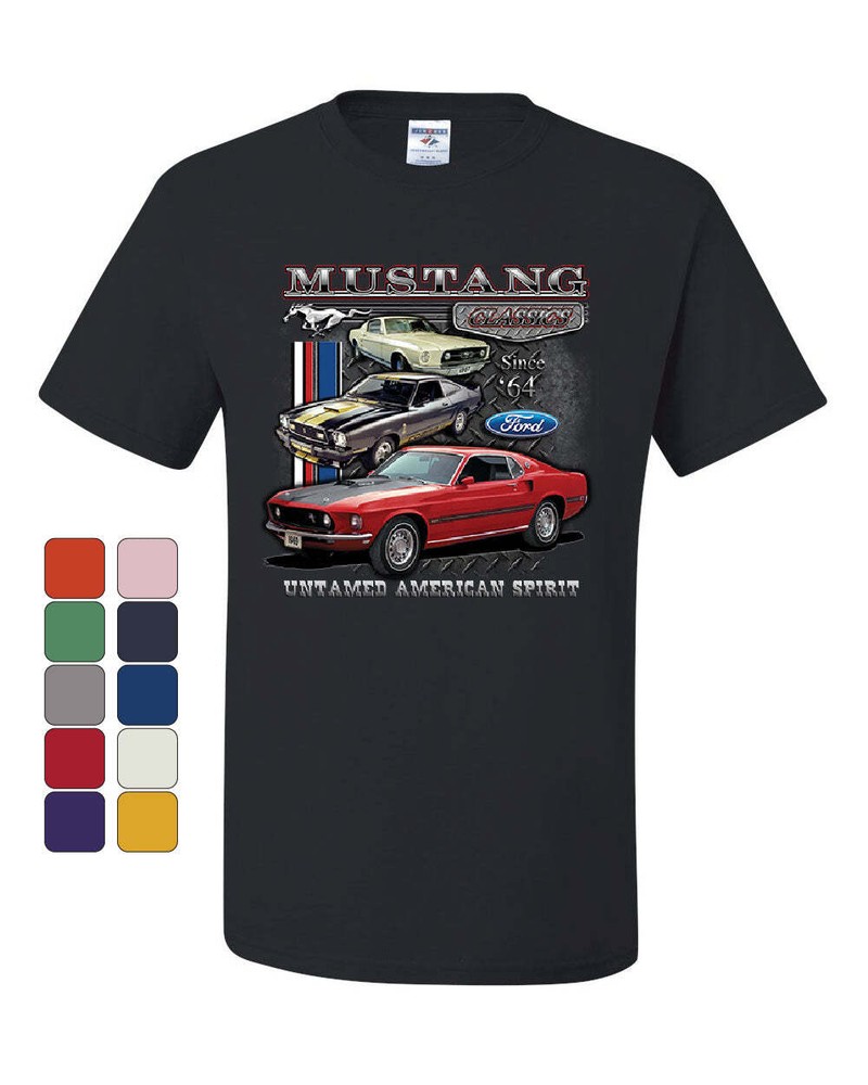 Ford Mustang Classics T-Shirt Muscle Car Untamed American Spirit Tee Shirt