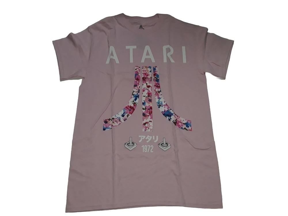 Atari Pink Shirt with Floral Design Retro Look Shirt Men’s SMALL NEW