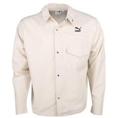 PUMA Wal Harlem Renaissance Collared Long Sleeve Button Up Shirt Mens White Casu