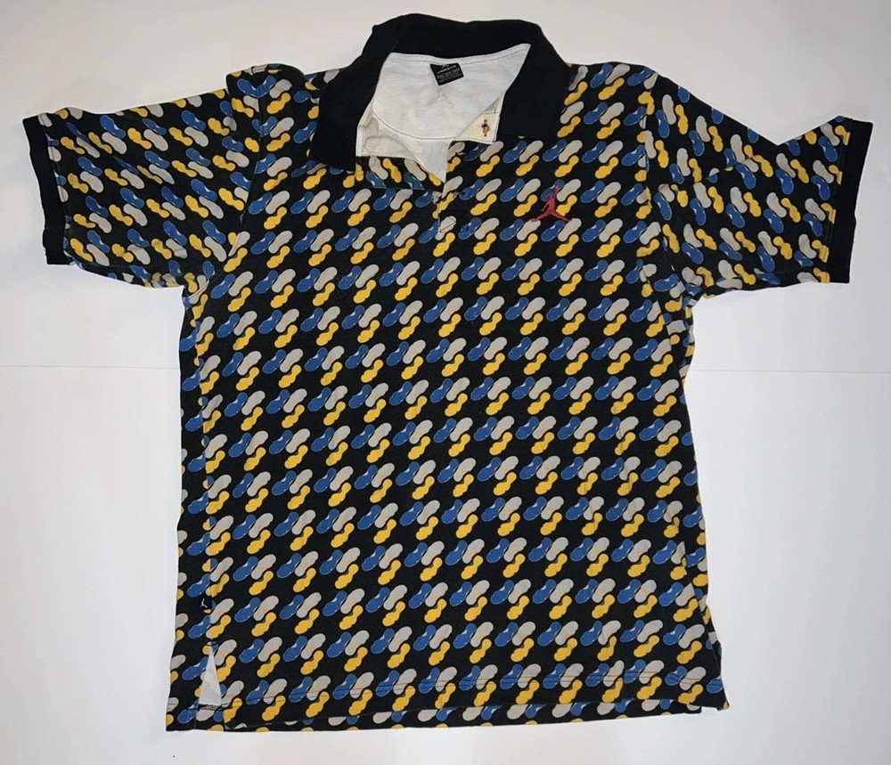 Vintage Air Jordan Brand Blue Polo Og Y2k Sz 3xl Shoes All Over