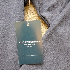 NWT M Men’s Lucky Brand Blue Button Neck French Terry Lined Knit Shirt NEW