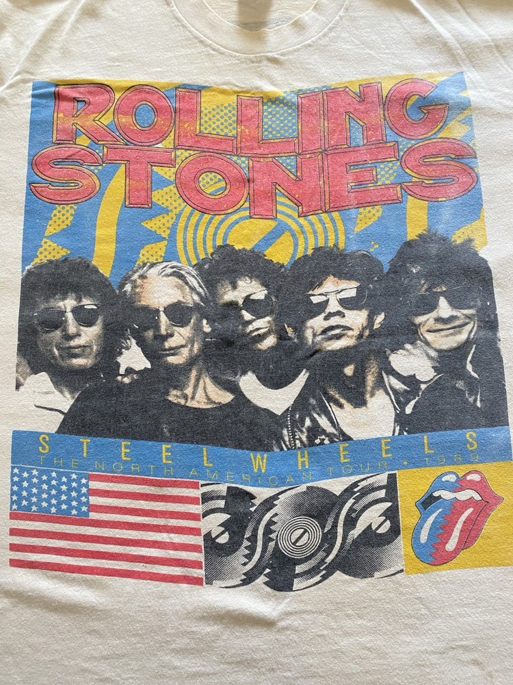 Rolling Stones Steel Wheels 1989 Shea Stadium Concert T Shirt Single Stitch USA