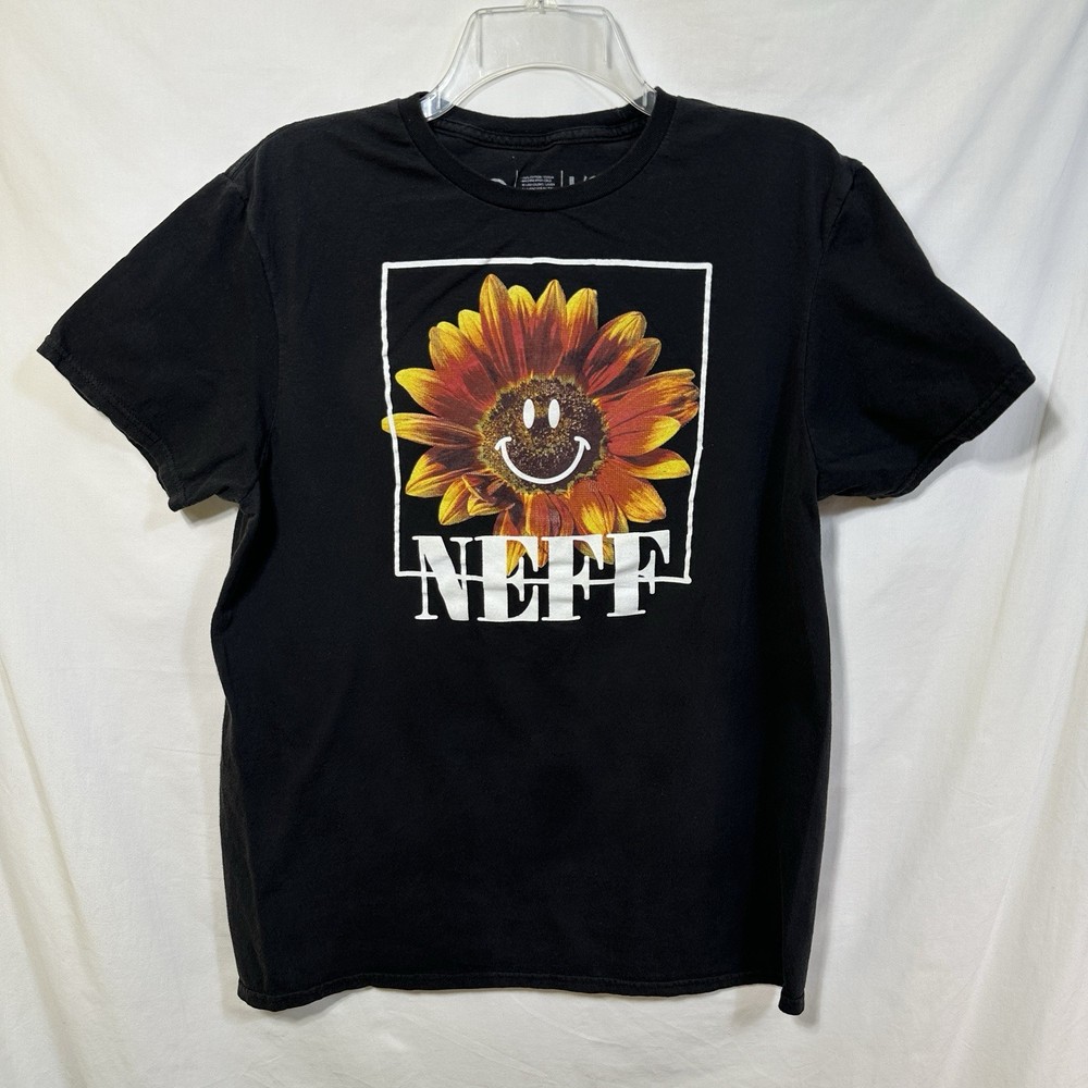 Neff Smiley Face Sunflower T-Shirt Large Graphic Tee Skater Surfwear Retro Skate
