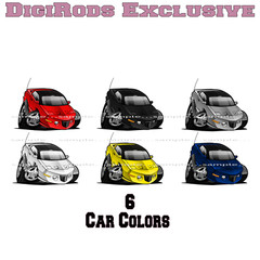 DigiRods Pontiac Trans Am WS6 Model Front View Colors Cartoon Car T Shirt
