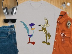 Wile E Coyote and Road Runner T-Shirt Cartoon Character Tee USA Size S to 3XL
