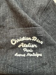Dior Atelier Paris Pinstripe Embroidered Wool Cotton Gray Men’s T-Shirt L