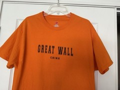 Vintage The Great Wall China Mens T Shirt Large Orange