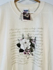 Vintage Glynda Turley Floral Flowers Artwork Quote Bible Graphic Tee Size Large