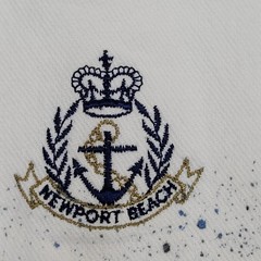 Vintage 90s Newport Beach Shirt XL 24×28 White Blue Stripes