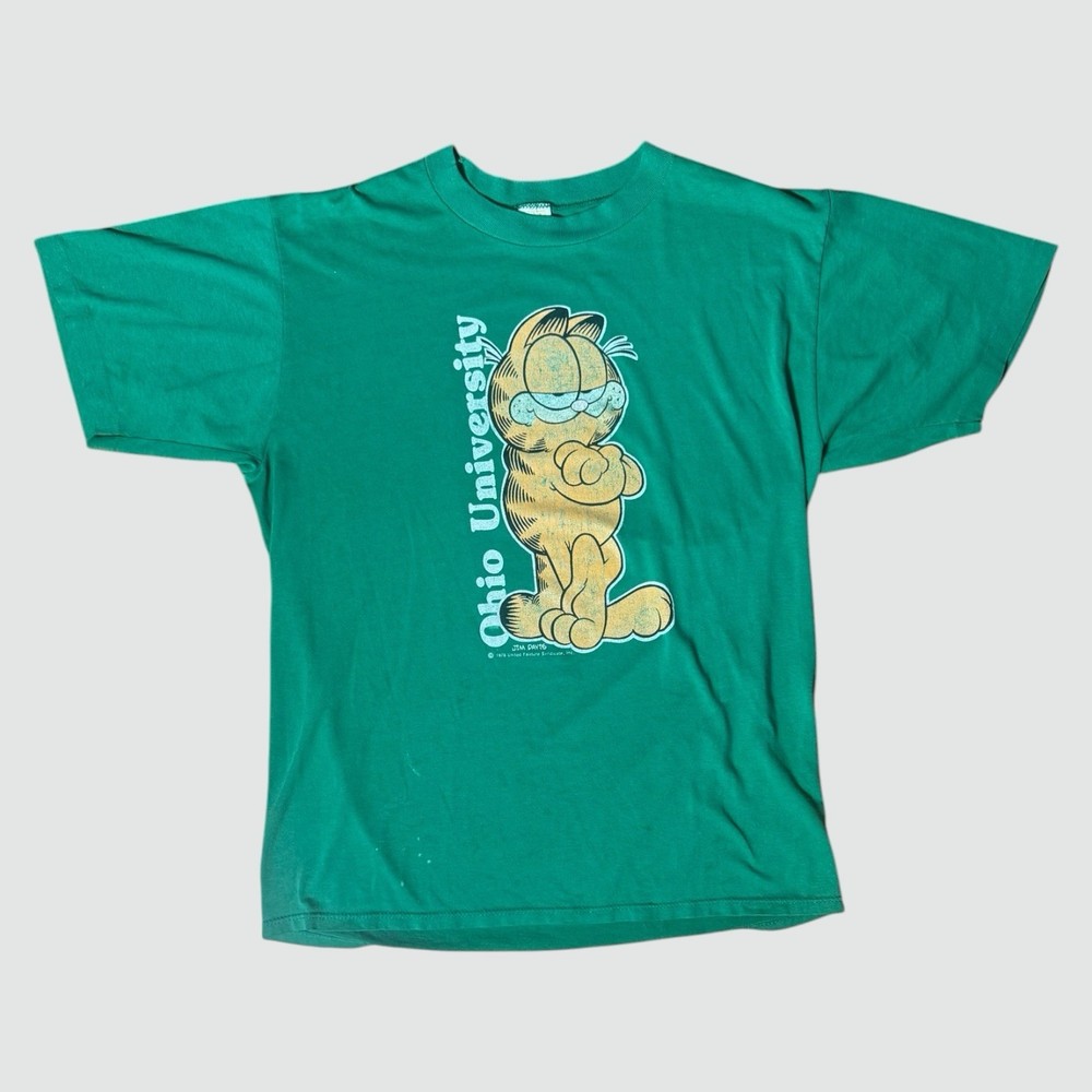vintage 70s Ohio University Garfield shirt – XL OU Bobcats velva sheen Jim Davis