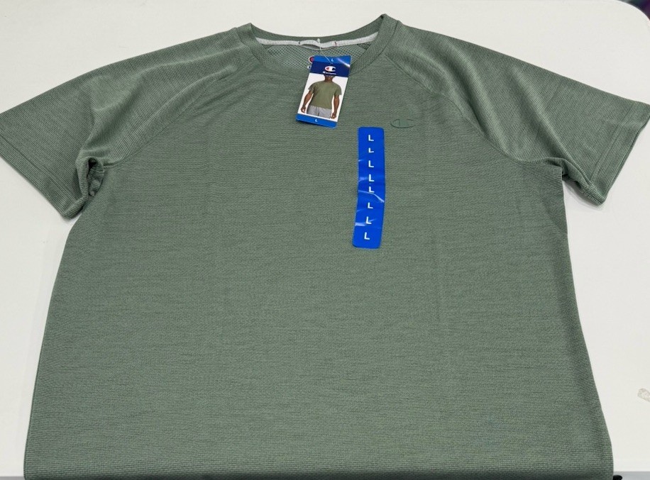 Champion Men’s Crewneck Short Sleeve Classic Tee, Green, Size L