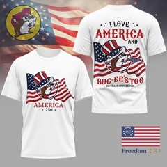 Buc-ee’s America 250th Anniversary T-Shirt 250 Years of Freedom Patriotic White