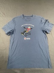 Life is Good Men’s Blue Give Blood Red Cross Graphic Crew Neck T-Shirt M