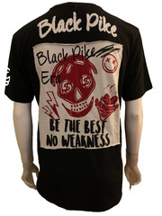 Black Pike men’s all seasons T shirt graphic printed black red white M cott blen