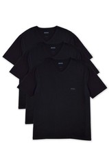 BOSS Mens Black Basic V-Neck Undershirts Tee Shirt 3 Pack, L Large HB-085