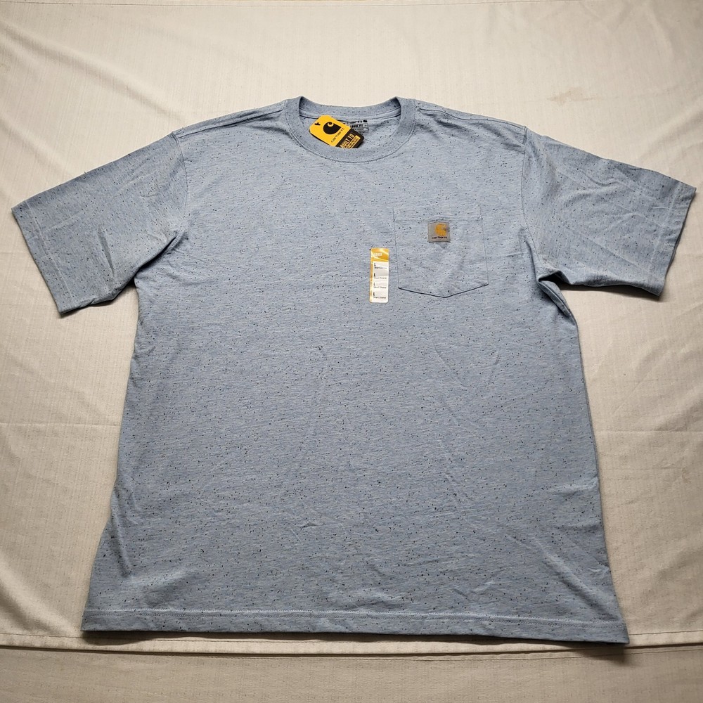 New Carhartt Pocket T shirt Mens Large Loose Fit Blue Short Sleeve Cotton Blend