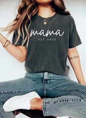 Mama Est Year Shirt, Mothers Day Gift For Mom, Custom Mama Shirt, Pregnancy
