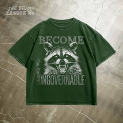 Vintage Angry Raccoon, Become Ungovernable Grunge Graphic T-Shirt for Men