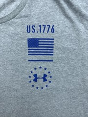 Under Armour Shirt Mens XL Gray Freedom 1776 Flag UA Logo Short Sleeve Tagless