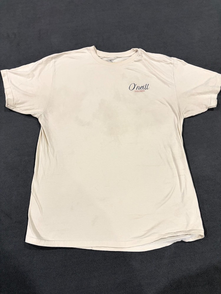 O Neill T Shirt Mens Large Beige Monogram Logo Modern Fit Short Sleeve Crew Neck