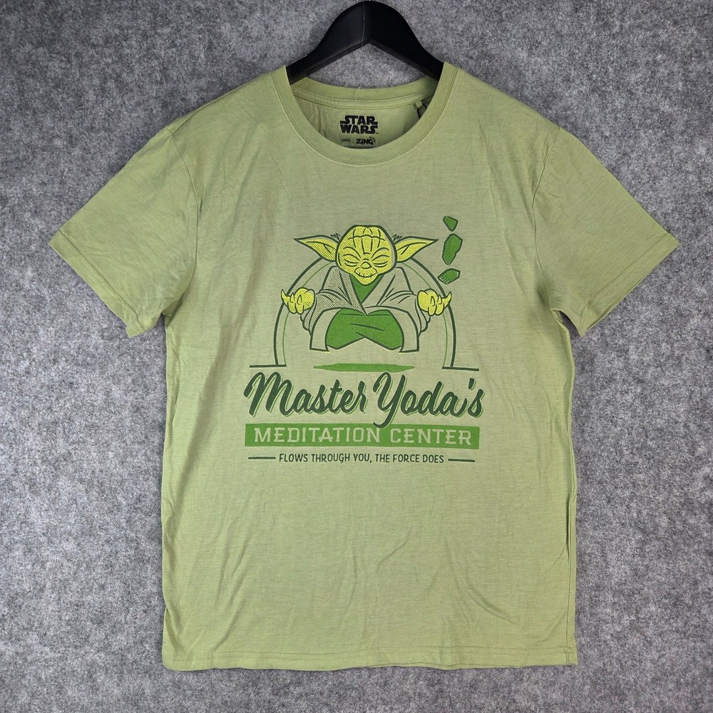 Star Wars Shirt Mens Large Green Short Sleeve Crew Neck Yoda NEW 14064