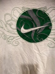 Vintage Nike Paisley Center Swoosh Shirt Size XXL Green Circle Logo STAINED