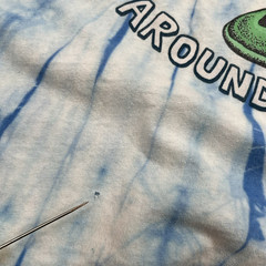 China Town Market Shirt Around The World Blue White Tie Dye Two Sided Sz Large