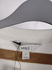 M&S Men’s Top Size L 3Pcs Bundle Blue Plain Tee & White Striped Sweat Top NEW