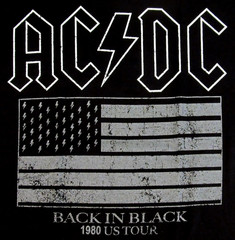AC/DC Back In Black T-shirt ACDC Flag 1980 US Tour Tee Adult Men’s New