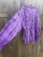 Colortone Men’s Purple Spiral Tie Dye Long Sleeve Cotton Tee Shirt Size 3XL