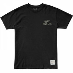 Miller High Life Girl In The Moon Front and Back Print T-Shirt Black
