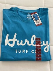 Hurley Men’s Crew Neck Short Sleeve Graphic 100% Cotton T-Shirt | Cyan Color XL