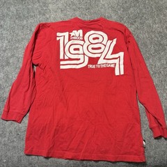 Vintage 90s Y2k Mecca Mens T Shirt Size L Red Long Sleeve Big Graphic Print Logo