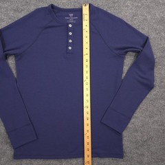 Mack Weldon WARMKNIT Waffle Henley Shirt Mens Small Navy Performance Wool Blend