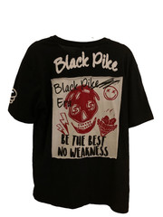 Black Pike men’s all seasons T shirt graphic printed black red white M cott blen