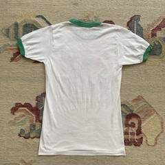 Vintage 80s Ringer T Shirt Small Mayfest 1985 White Green Stedman Kite