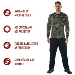 Subdued Urban Digital Camo Long Sleeve Cotton T-Shirt – Black & Gray Camouflage