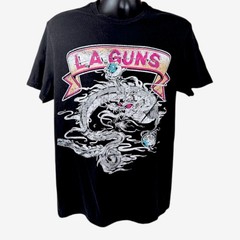 Irregular L.A. Guns Band Black Shirt Dragon Livestream Las Vegas Mens Size Med