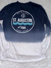 Southern Spirit Adult L “St. Augustine Surf Shop” Blue Tie Dye Tee. Soft, Comf