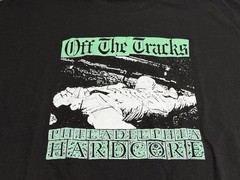 Off The Tracks Band T-Shirt Philadelphia Hard Core Black Concert Tee Sz 2XL Boxy
