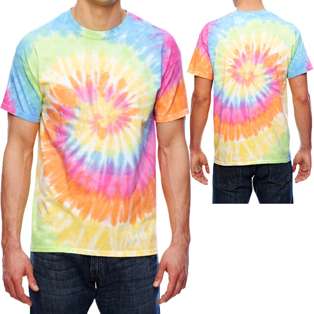 Mens Bright Colorful Pastel Spiral Tie Dye Tee Tye Die T-Shirt S, M, L, XL NEW