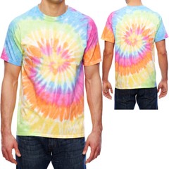 Mens Bright Colorful Pastel Spiral Tie Dye Tee Tye Die T-Shirt S, M, L, XL NEW