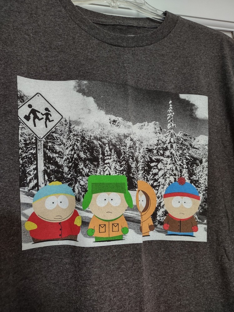 Vintage Comedy Partners SOUTH PARK Winter Scene Graphic T SHIRT SIZE 2XL Gray